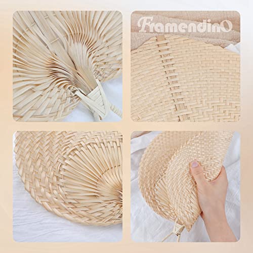 Framendino, 2 Pack Natural Bamboo Hand Riffia Fans Handmade Weaving for Summer Home Wedding Wall Decor - size: 15"L x 12"W (2 Pack)