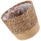 Hand Woven Flower Basket Multi Purpose Decorative Woven Planter for Home Decor with Base for Succulents and Housewarming