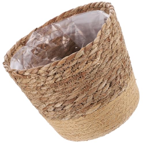 Hand Woven Flower Basket Multi Purpose Decorative Woven Planter for Home Decor with Base for Succulents and Housewarming