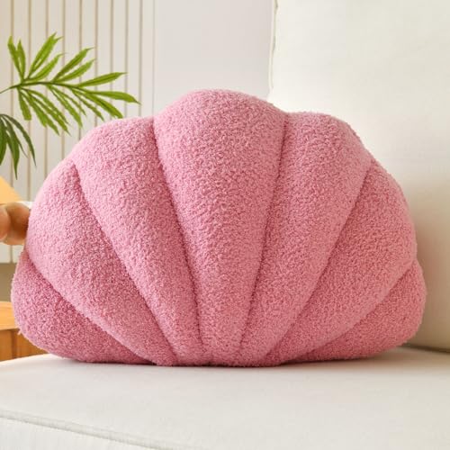 Lfsaaj Seashell Throw Pillows, Shell Shaped Throw Pillows, Soft Home Decorative Pillow Plush Cushion for Bed Couch Living Sofa Room Decor Accent Throw Pillow (13x10 Inch, Dusty Pink) - color: Dusty Pink, size: Small-13Inch