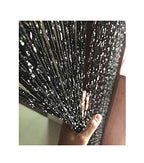 1x2 M Door String Curtain Rare Flat Silver Ribbon Thread Fringe Window Panel Room Divider Cute Strip Tassel for Wedding Coffee House Restaurant Parts, Black - color: Black