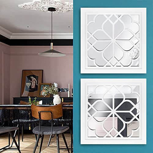 Wocred Set of 2 Mirrors Square Wall Mirror,Gorgeous Rustic Farmhouse Accent Mirror,White Color Entry Mirror for Bathroom Renovation,Bedrooms,Living Rooms and More(12”x12”) - color: White, size: 12x12 inch - 2 PCS