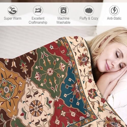 Colorful Bohemian Throw Blanket,Rustic Farmhouse Vintage Traditional Ethnic Textures Pattern Soft Throw Blanket for Couch Sofa Camping Office Travel Home Bedroom Decor All Seasons 30"x40" - color: Boho-7, size: 30x40in