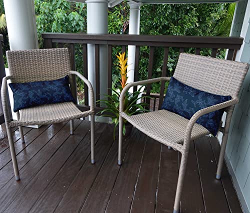 Indoor/Outdoor Polyester Fabric Lumbar Pillow Cover, All-Weather Waterproof Rectangular Cushion Case for Patio Furniture, 12 x 18 Set of 2 - Abstracts-67 - color: Navy Blue, size: 18" x 12" (Pack of 2)