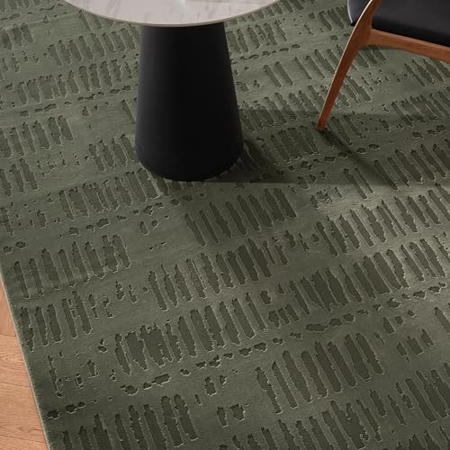 Revival Rugs Shell 9'x12' Area Rugs for Living Room Bedroom Dining Room - Washable, 100% Recycled, Oeko-TEX Certified, Modern, Medium Pile, Green - color: Green, size: 9'2" x 12'2"