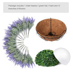 Ivydale Artificial Faux Outdoor Hanging Flowers Plants Basket for Porch Spring Decoration, 12 Bundlies Fake UV Resistant Lavender with Coconut Lining Baskets for Home Patio Balcony Yard