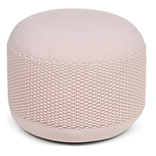 BIRDROCK HOME Outdoor Pouf Ottoman | Hand Woven Waterproof Foot Stool with Bead Bag Filling | Boho Foot Rest for Patio, Living Room, Porch & Outdoor Seating | Lightweight, Soft Stuffed Chair | Natural - color: Natural