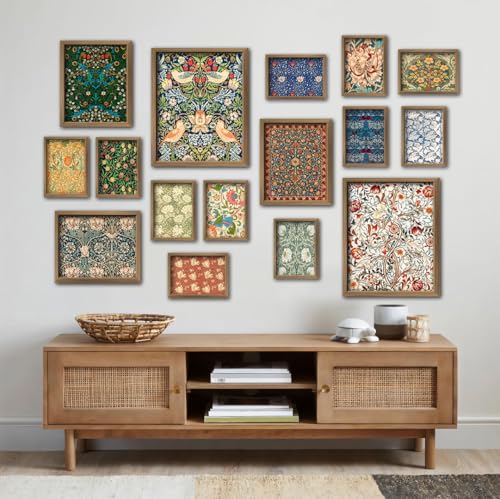 ANERZA 16 PCS William Morris Wall Art Decor, Floral Wall Prints for Bedroom, Vintage Artwork Posters for Room Aesthetic, Wall Collage Kit Pictures for Living Room, Colorful Dorm Gallery Home Decor - color: MediumBlue, size: 11"x14" Unframed