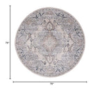 SAFAVIEH Oregon Collection 6'7" Round Beige/Grey ORE898B Oriental Distressed Non-Shedding Dining Room Entryway Foyer Living Room Bedroom Area Rug - size: 6'7" (Round)