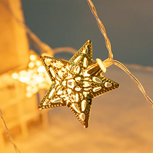 Vigdur 10Ft Star String Lights - 20 LEDs Star Fairy Lights Battery Operated with Timer, Ramadan Decoration Light for Home Bedroom Party Holiday Eid Mubark Decoration - color: Star Lights