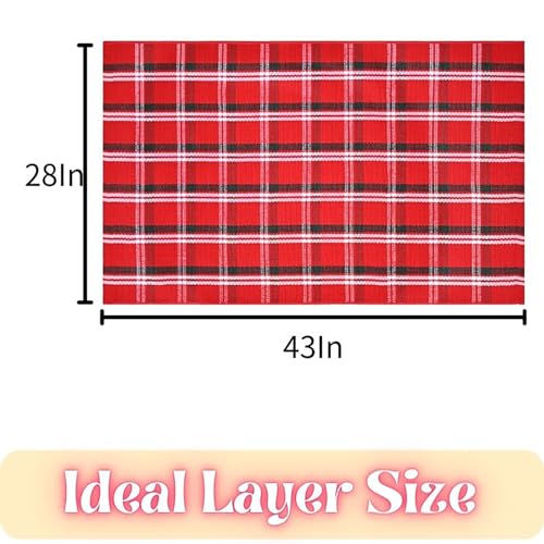 Ckorzen Red Green and White Plaid Rug, 28" x 43" Christmas Front Porch Outdoor Rug, Handwoven Cotton Washable Rug for Layered Door Mats, Holiday Entryway and Home Décor - color: Red-green & White, size: 2'4" x 3'7" (Rectangular)