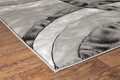 GLORY RUGS Area Rug 2x3 Grey Black Door Mat Modern Circles Soft Contemporary Floor Carpet Fluffy Texture for Indoor Living Dining Room and Bedroom Area - color: Grey Black, size: 2' x 3' (Rectangular)