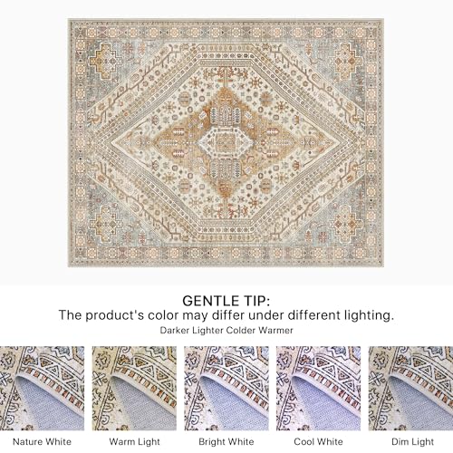 Bavni Kitchen Rug 2x5 Runner Rugs for Hallways Entryway, Washable Vintage Print Carpet, Ultra-Thin Chenille Low Pile Lightweight Rug with Non Slip Backing, Tan/Grey - color: Tan/Grey, size: 2' x 5' (Rectangular)