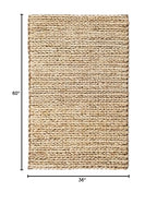 Dash & Albert Jute Handwoven Natural Rug, 3 X 5 Feet, Tan Solid Pattern - color: Jute Woven Natural, size: 3' x 5' (Rectangular)