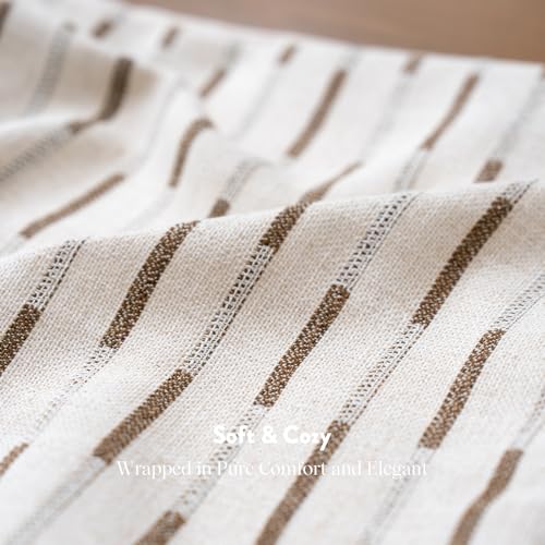 FIOUOVO Decorative Neutral Throw Pillow Covers 18x18 Farmhouse Pillow Covers Cotton Stripe Cushion Covers Home Decor for Sofa Couch Living Room Bedroom 1PC, Bold Stripe - color: Bold Stripe, size: 18" x 18" (Pack of 1)