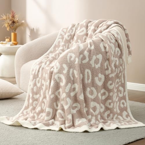 Snuggle Sac Leopard Throw Blanket for Couch Bed Sofa 50x70 inches, Reversible Beige Leopard Oversized Throw XL Ultra Soft Cozy Blankets for Women Mothers Birthday Gifts - color: Leopard Beige, size: Throw-XL(50"x70")