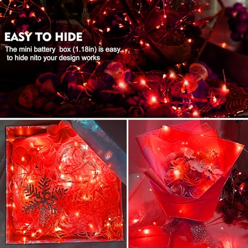 AIKEI 6 Pack LED Fairy Lights Battery Operated, Mini String Lights Waterproof 7ft 20 Led Firefly Starry Lights for Wedding Party Bedroom Garden Christmas Decoration Red - color: Red, size: 6PCS-STANDARD