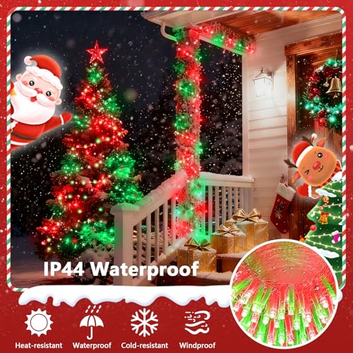 88FT 240LED Extra-Long Connectable String Lights Indoor Outdoor Clear Wire, Red&Green Christmas String Lights, Plug in Twinkle Fairy Light with Timer for Wedding Patio Tree Yard Christmas Decorations - color: Red&Green, size: 240LED