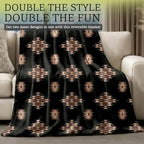 Sacred Thread Aztec Blanket Fleece, Reversible Native American Blanket, Western Throw, Native American Western (Coffee Flannel) (Full (60”x80”)) - color: Coffee Flannel, size: Full (60”x80”)