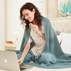 EMME Cotton Throw Blanket for Couch Soft Muslin Blankets 50"x60" Lightweight Breathable Blanket All Season Gauze Blanket, Teal - color: 01 - Teal, size: Throw (50" x 60")