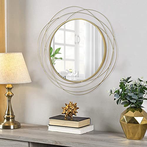 ironsmithn Wall Mirror Mounted Round Decorative Mirrors Circle for Bathroom Vanity, Living Room or Bedroom (Gold1) - color: Gold, size: 20" x 20"