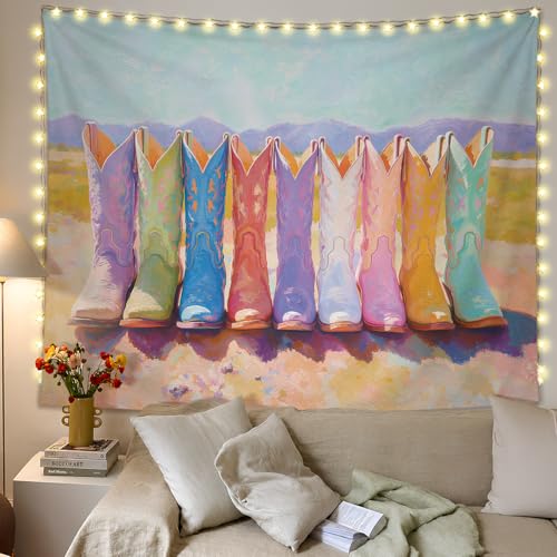 SkyCozy Western Cowgirl Wall Tapestry, Cowgirl Room Decor, Rustic Country Colorful Cowboy Boots Western Tapestry for Girls Room Bedroom Dorm Apartment Home Wall Decor, 50x60 Inch - color: 03-Western Cowgirl Tapestry