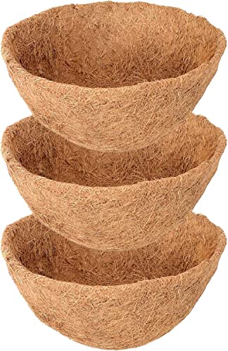 Legigo 3 Pack 18 Inch Hanging Basket Coco Liners Replacement, 100% Natural Round Coconut Coco Fiber Planter Basket Liners for Hanging Basket Flowers/Vegetables - color: 3pcs, size: 18 Inch