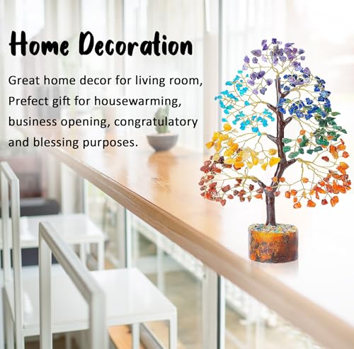 Crocon® 7 Chakra Turquoise Crystals Tree Of Life Birthday Gifts For Women, Men & Friends | Home & Office Decor, Money Tree Healing Crystals Gift | Mom Gift Ideas Housewarming Gifts New Home Sister Dad - color: 002 Seven Chakra
