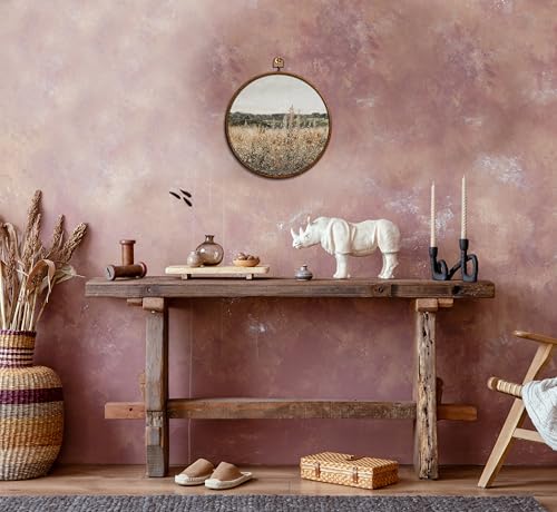 QKX Round Wall Decoration, Vintage Floral Field Landscape Wall Art, Printed Canvas Wall Hanging for Bedroom Kitchen Home Office, Living Room Wall Art, Dorm Decor, Circular Wall Hanging with Hooks,21 - color: Vintage20
