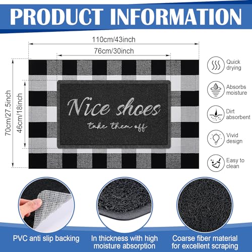Geelin 2 Pcs 30'' x 18'' Doormat 43'' x 27.5'' Black and White Layered Rug for Front Door Mat Outside Entrance Welcome Door Mats for Indoor Outdoor Entryway Porch Decor(Nice Shoes Take Them Off) - style: Nice Shoes Take Them off