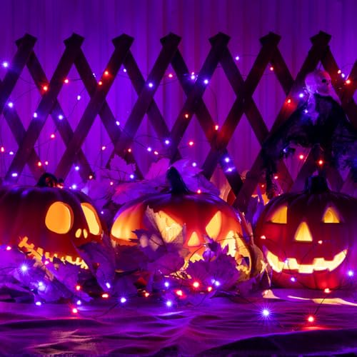 Halloween Fairy Lights 400FT 1200 LED Long Waterproof Plug in Purple and Orange LED String Lights with Remote 8 Modes for Indoor or Outdoor, Patio, Backyard,Garden - color: Purple Orange, size: 400FT 1200LEDs