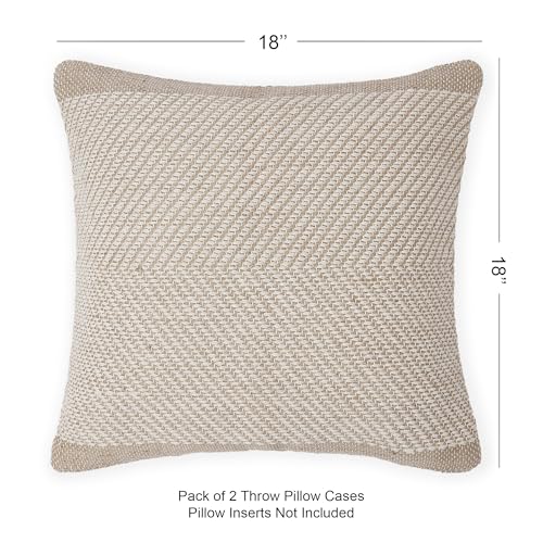· REDEARTH · Handmade Boho Throw Pillow Covers - Bohemian Chic Farmhouse Style - Accent Woven Indoor and Covered Patio Pillow Cushion Cases for Couch, Bed, Chair, Sofa, Benches – Set of 2-18"x18" - - color: Artisanal Chevron, size: 18" x 18" (Pack of 2)