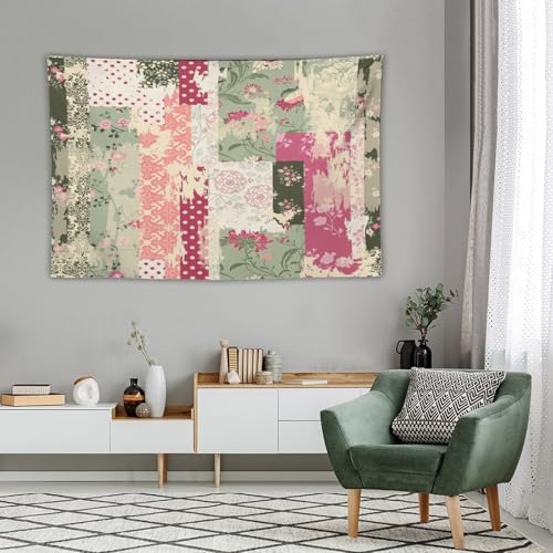 Kurtect Patchwork Flower Tapestry,Abstract Colorful Floral Retro Style Hand Drawn Tapestries for Party Beach Picnic Blankets Tablecloths Living Room Wall Deocr, 40x60 in - color: style-1, size: 60"L x 40"W