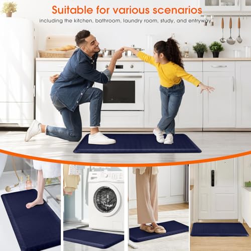 4/5 Inch Extra Thick Kitchen Mats for Floor,Non Slip Anti Fatigue Kitchen Rugs,Waterproof Stain Resistant Sink Mat,Cushioned Standing and Comfort Mats for Office (17"x39" Blue) - color: Blue, size: 39"L x 17"W x 0.8"Th