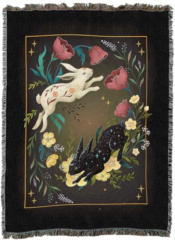 Pure Country Weavers Yin Yang Rabbit by Episodic Drawing - Gift Tapestry Throw Blanket Woven from Cotton - Made in The USA (72x54) - color: Yin Yang Rabbit, size: 72x54