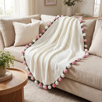 Tenn Well Crochet Bouquet Blanket, Gifts for Mom Daughter Grandkids Her Wife Girlfriend, Soft Knitted Throw Blankets,Housewarming Gifts for Birthday Anniversary (Pink and White Roses)