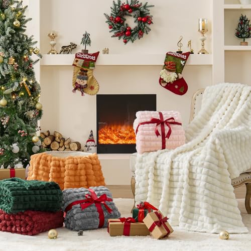 BEDELITE Black Throw Blanket Twin Size for Bed - Super Soft Lightweight 3D Checkered Fluffy Fuzzy Fleece Blanket, Luxurious Plush Cozy Blanket for Room Decor for, Gift for Women, 60x80 inches - color: Bluish Black, size: Twin(60"x80")