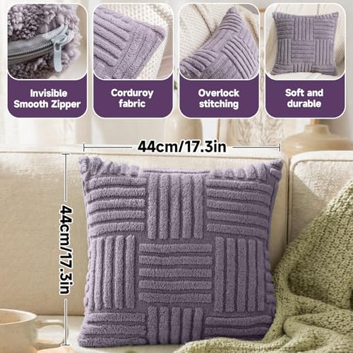 Plush Knitted Throw Pillow Covers, Decorative Cushion Cases for Sofa and Bed, Cozy Texture for Home - color: Grey Woven Plush Pillowcase