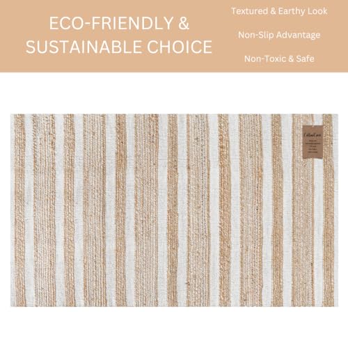 Area Rug Farmhouse 3x5 Feet - Hand Woven Jute Cotton Rug Bohemian Rustic Vintage - Non Slip Floor Rug for Bedroom Living Room Kitchen Dorm Entryway Hallway - Area Rug Natural White - color: Natural White, size: 3'x5'