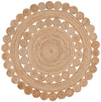 SAFAVIEH Natural Fiber Round Collection 6' Round Natural NFB308A Handmade Boho Country Charm Jute Area Rug - size: 6' (Round)