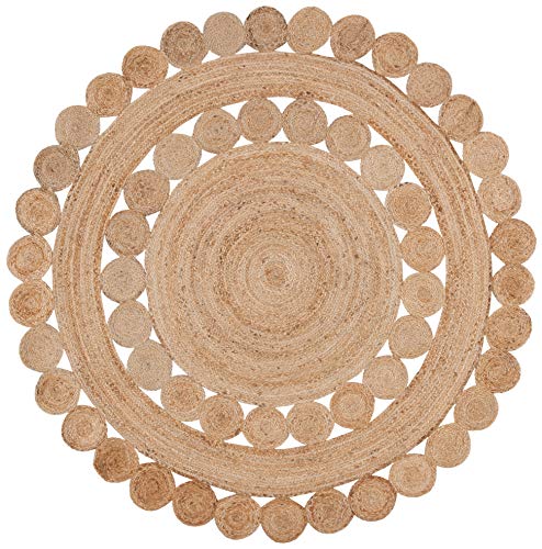 SAFAVIEH Natural Fiber Round Collection 6' Round Natural NFB308A Handmade Boho Country Charm Jute Area Rug - size: 6' (Round)