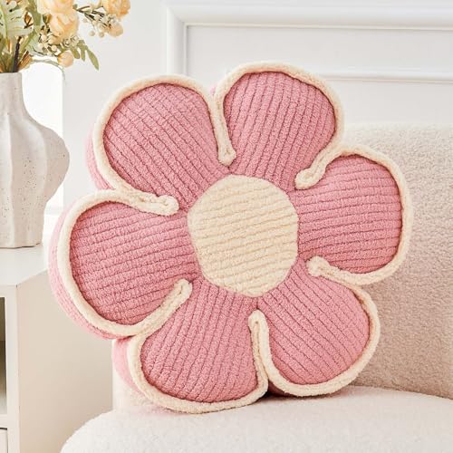 Kcvvcr Flower Pillow, Soft Flower Decorative Throw Pillow, Cute Daisy Flower Shaped Seating Floor Cushion Room Décor Plush Pillows for Sofa Couch Bed (13.7 Inch, Pink) - color: Six Petals-pink, size: 13.7 Inch