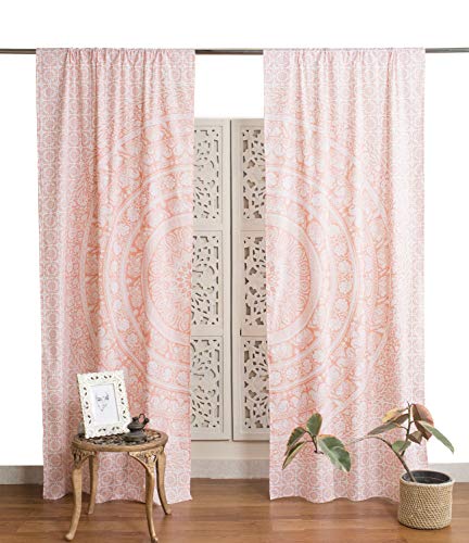 Popular Handicrafts Indian Hippie Bohemian Beautiful Elephant Mandala Curtain Panels Rose Gold - color: Rose Gold, size: 38"W x 83"L (Pack of 2)