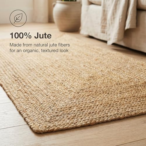 Super Area Rugs Natural Jute Runner Rug - 2' x 6' Rectangular Jute Rug - Hand-Woven Farmhouse Jute Rug for Entryway, Hallway, and Bedroom - Reversible & Durable Natural Fiber Flooring - color: Natural, size: 2' x 6' (Rectangular)