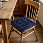 ELFJOY 4 Pack Chair Cushions for Dining Chairs Chair Pads Cushion for Kitchen Office Tufted Square Seat Cushion with Ties (16" Navy Velvet) - color: Navy