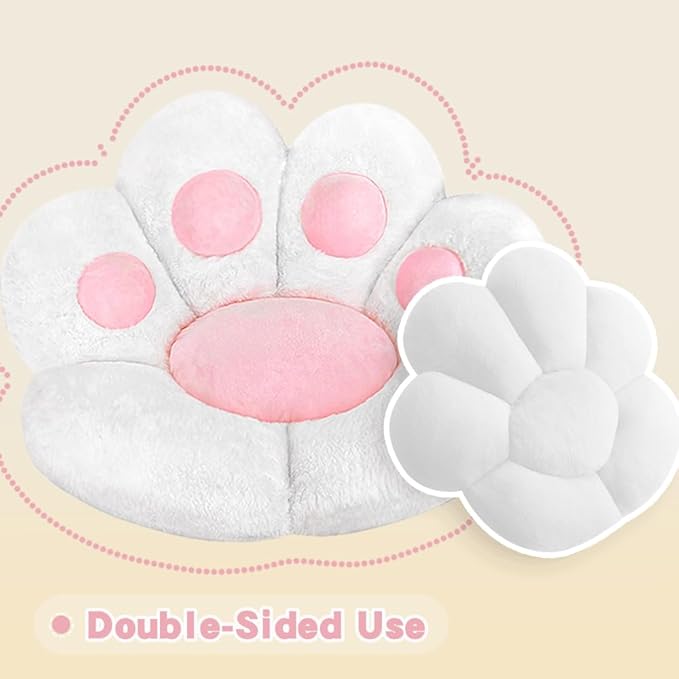 MOONBEEKI Cat Paw Cushion Chair Comfy Kawaii Plush Seat Cushions Shape Lazy Pillow for Gamer Chair 28"x 24" Cozy Floor Cute Seat Kawaii for Girl Worker Gift, Dining Room Bedroom Decorate （White）