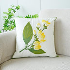 vctops Farmhouse Hibiscus Flowers Cotton Tufted Throw Pillow Cover Spring Floral Embroidery Pillowcase Soft Square Cushion Case for Sofa Couch Bed Chair (Yellow F,18"x18") - color: Yellow F