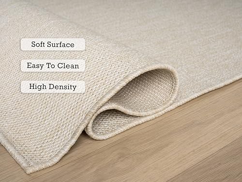 Angela Easy Jute Indoor Outdoor Rug, 8x10 Natural Solid Jute Look, Polyester, Durable & Easy Care Outdoor Farmhouse Carpet for Patio, Porch, Living Room (8' x 10', Ivory) - color: 2001 - Ivory, size: 8' x 10' (Rectangular)