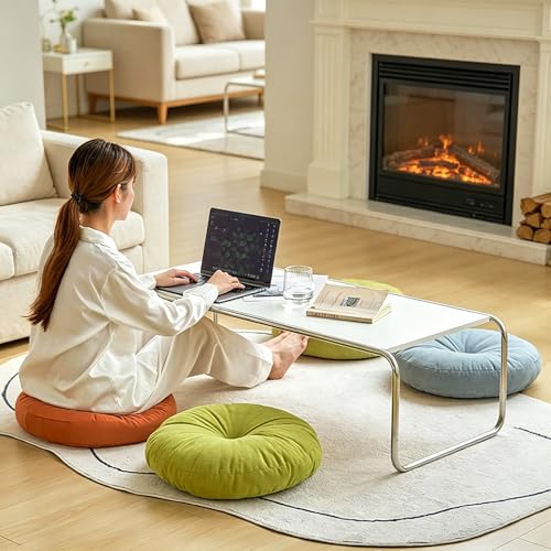 Vitamaze - amazing life Round Floor Pillow Cushion Soft Thick Seat Pad, Tufted Corduroy Meditation Cushion for Tatami, Yoga, Living Room, Bedroom, Office, Car, Sofa(Cream,16inch)