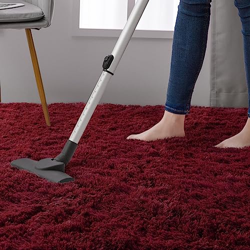 DweIke Fluffy Burgundy Red Rugs for Bedroom Living Room, 3x5 Feet Soft Plush Shaggy Wine Maroon Girls Boys Kids Rug, Non-Slip and Machine Washable Carpet for Dorm Nursery Classroom Decor - color: Wine Red, size: 3 Ft X 5 Ft